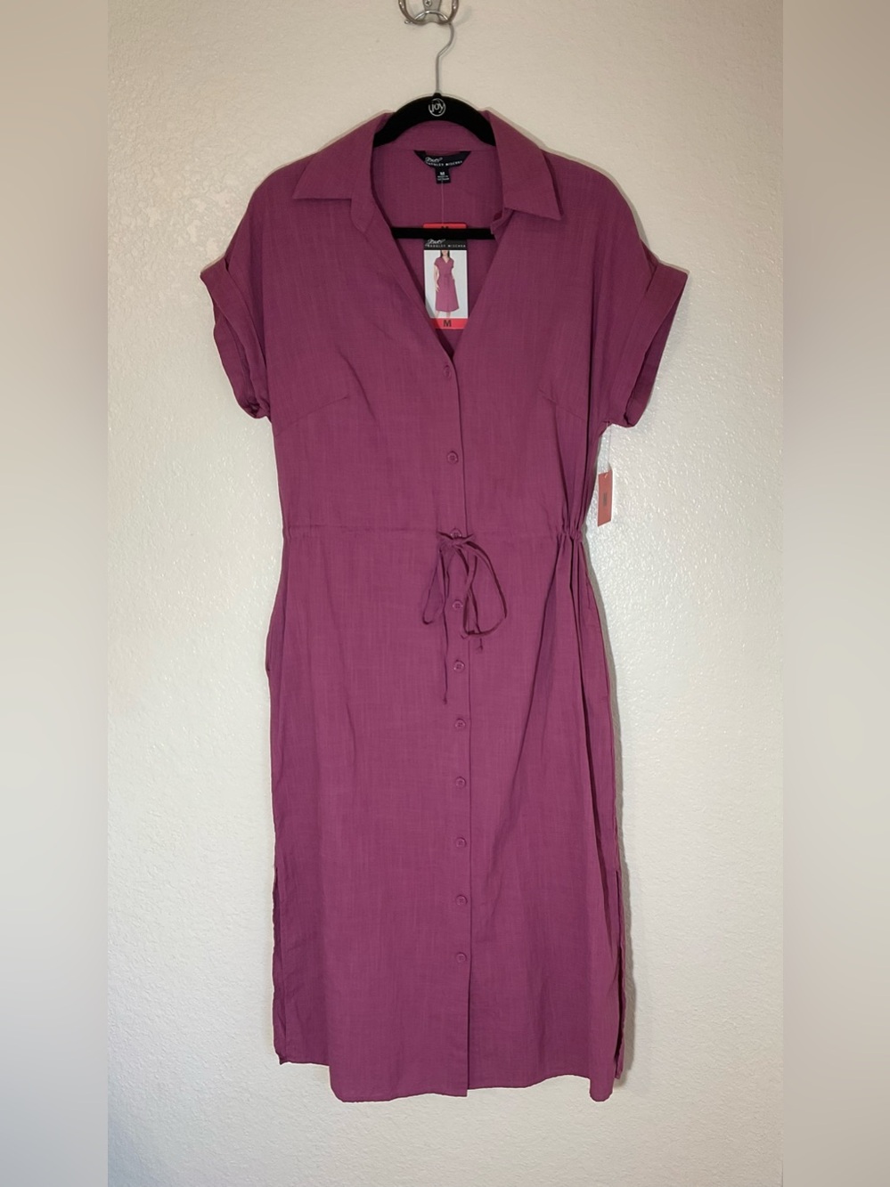Jewel Badgley Mischka Purple Button Front Shirt Dress NWT Size M